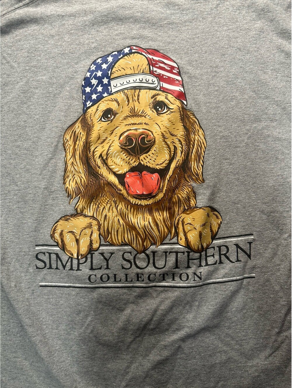 Simply Southern Collection Golden Retriever Patriotic Dog Graphic T Large